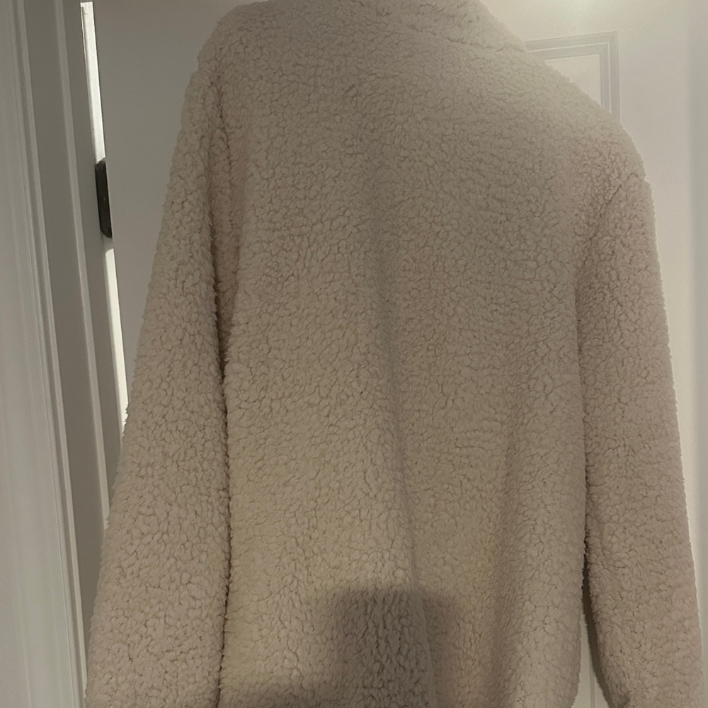 Double-Breasted Teddy Coat in Cream by Unbranded - Picture 2 of 2
